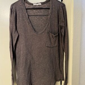 We the free Long Sleeve V-Neck Top - Gray